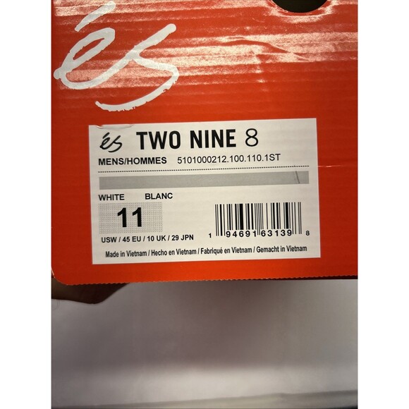 ES Skateboard Shoes Two Nine 8 White on WhiteMens SZ 11 New in Box - Picture 9 of 9